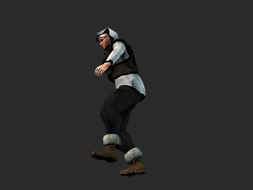 Fur vest tribal snow hunter Low-poly 3D model_18