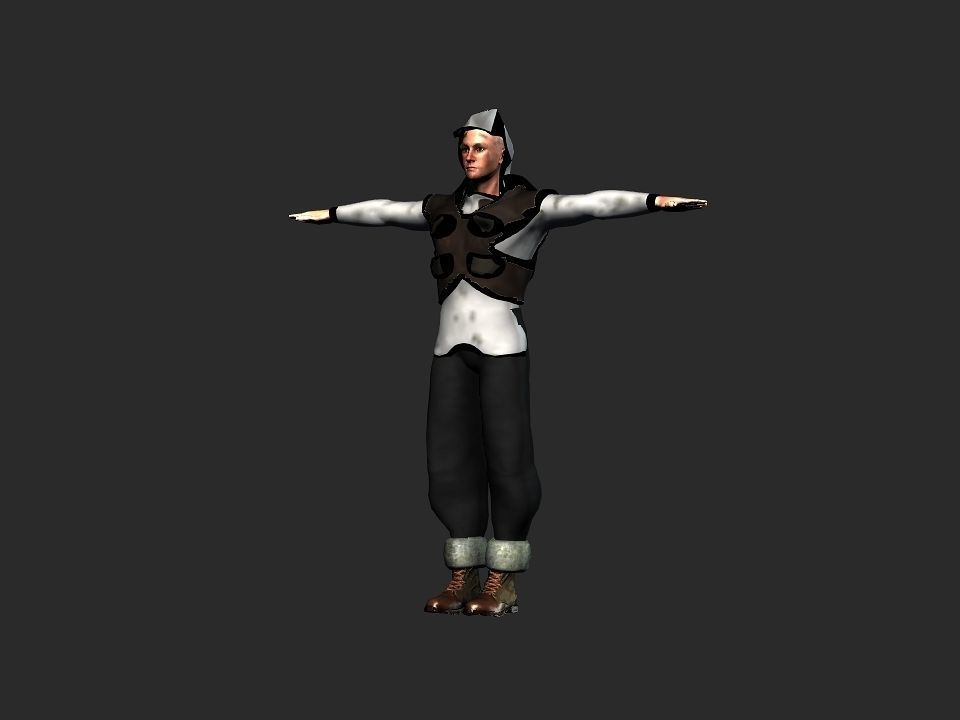 Fur vest tribal snow hunter Low-poly 3D model_24