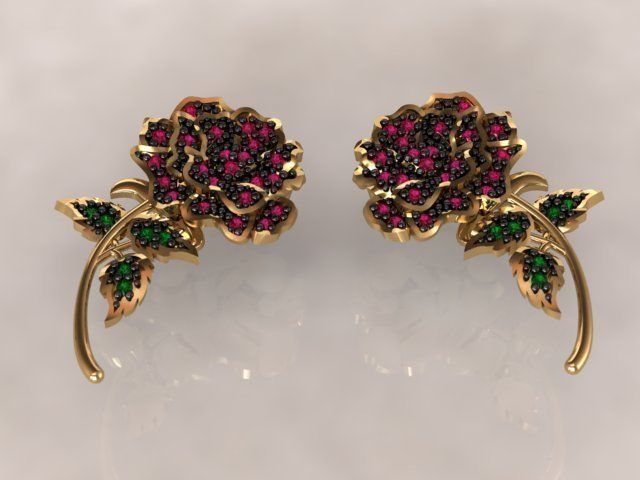 PINGENTE OU BRINCO ROSA 3D model_4