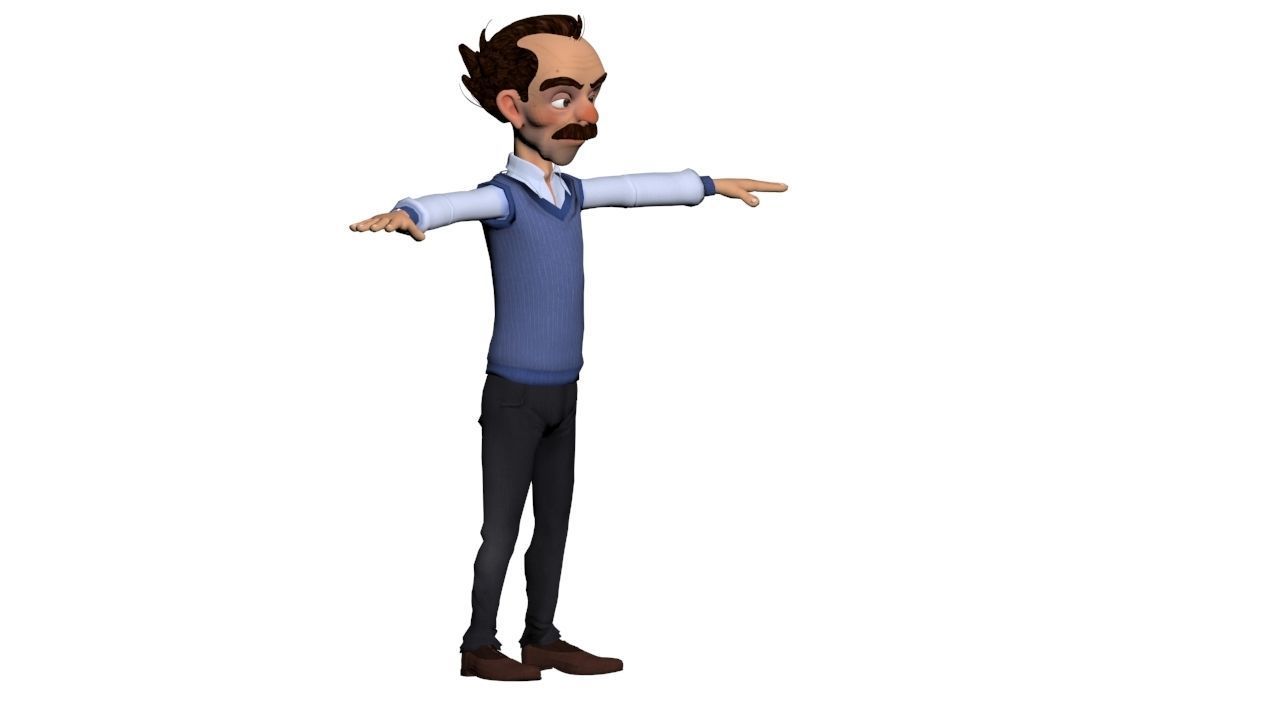 toon male man caracter created for animation Low-poly 3D model_3
