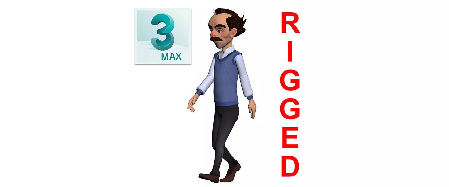 toon male man caracter created for animation Low-poly 3D model_0