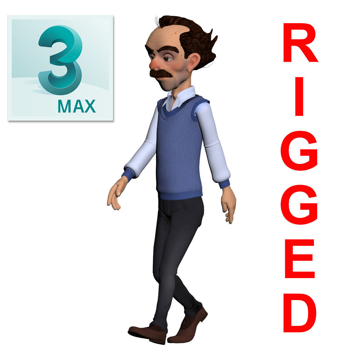 toon male man caracter created for animation Low-poly 3D model_2