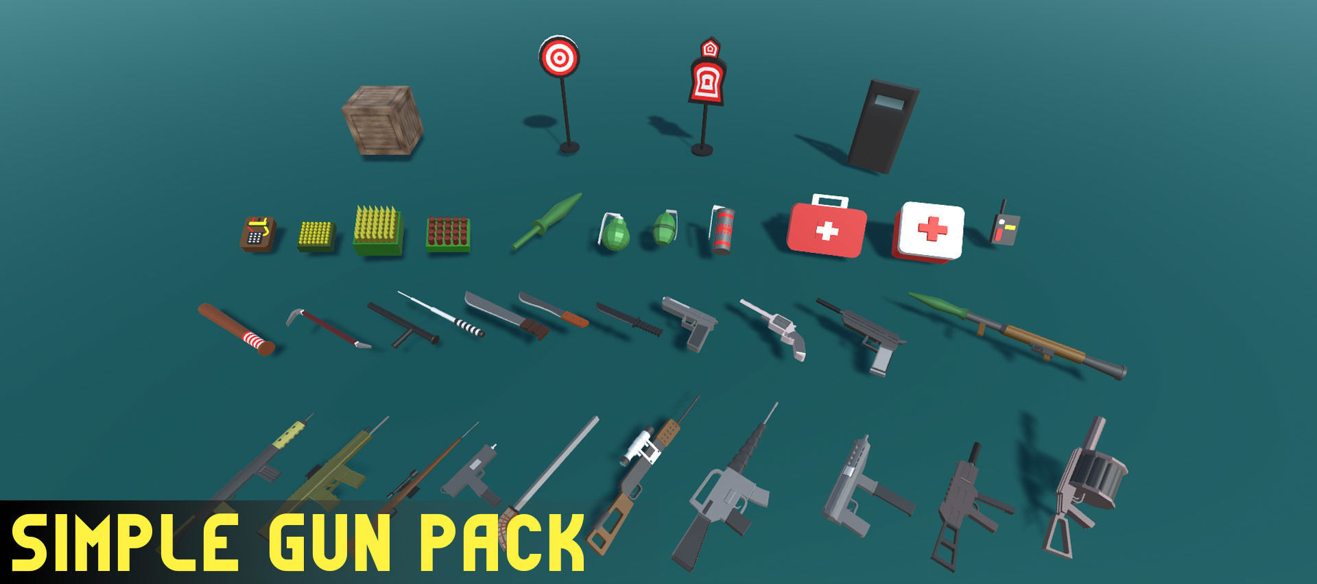 Simple Gun Pack Low-poly 3D model_4