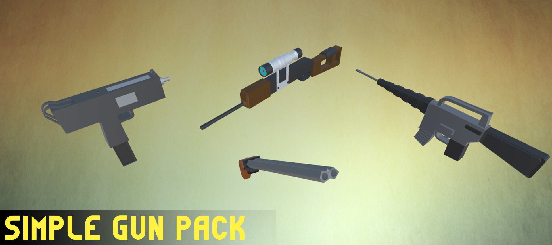 Simple Gun Pack Low-poly 3D model_2