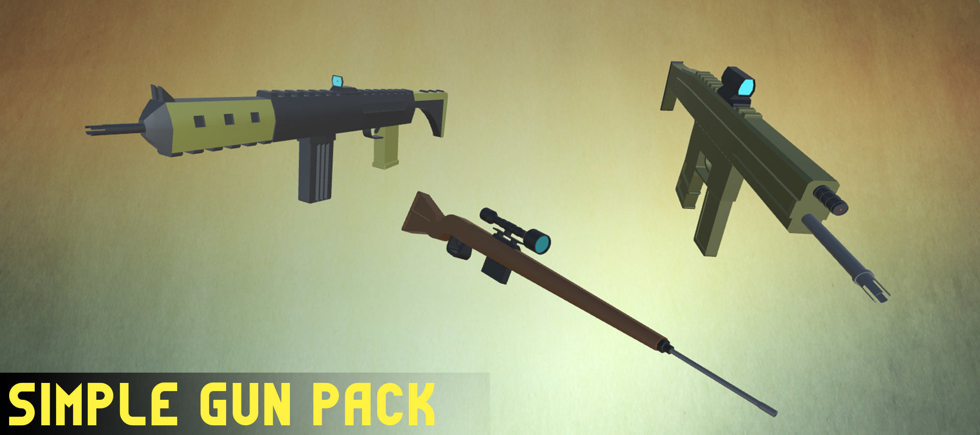 Simple Gun Pack Low-poly 3D model_3