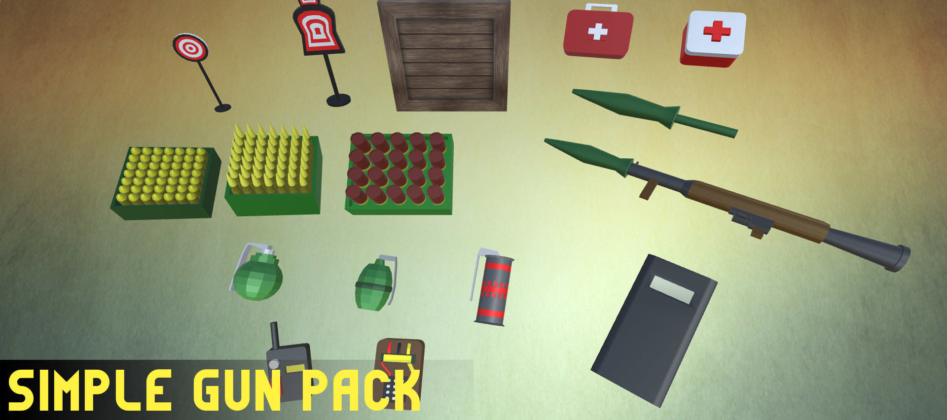 Simple Gun Pack Low-poly 3D model_1