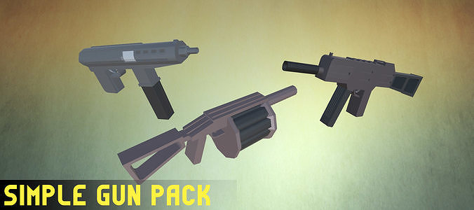 Simple Gun Pack Low-poly 3D model