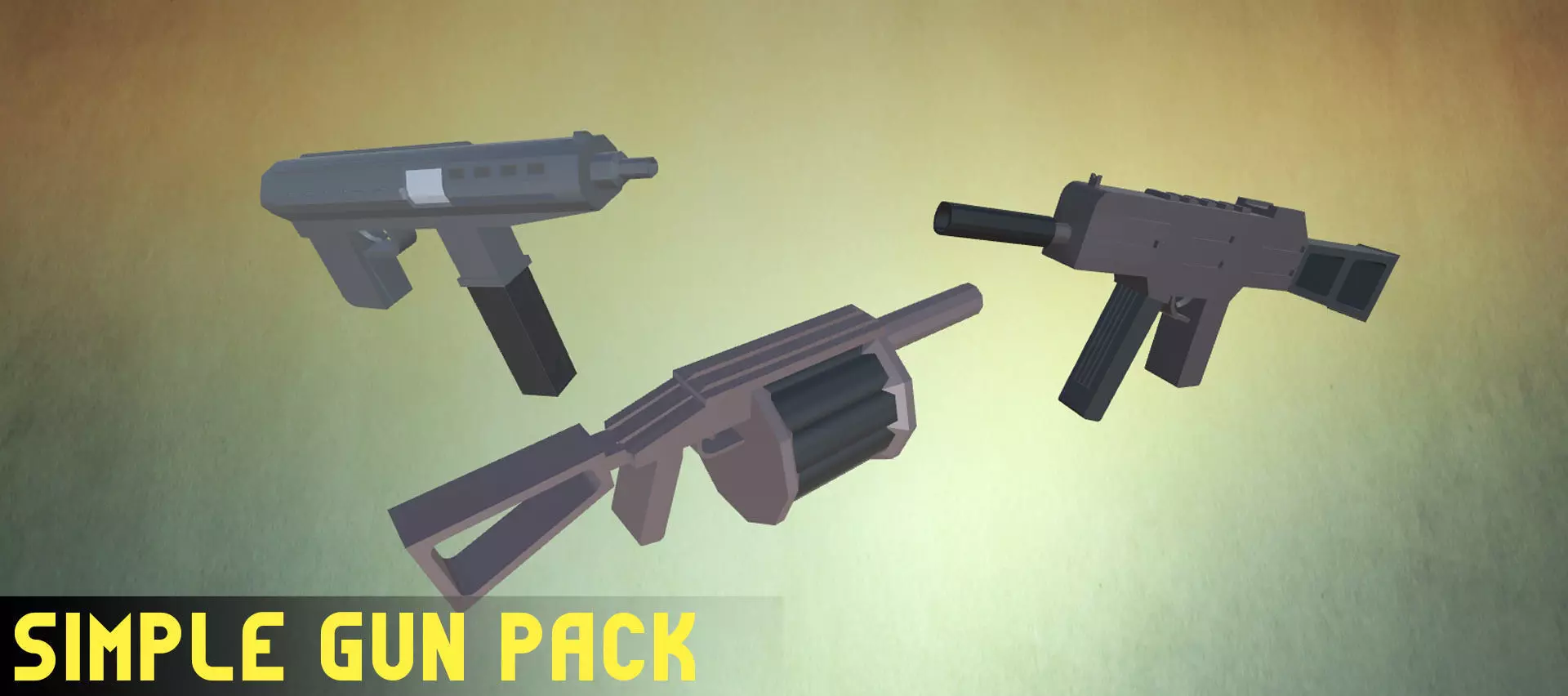 Simple Gun Pack Low-poly 3D model_0