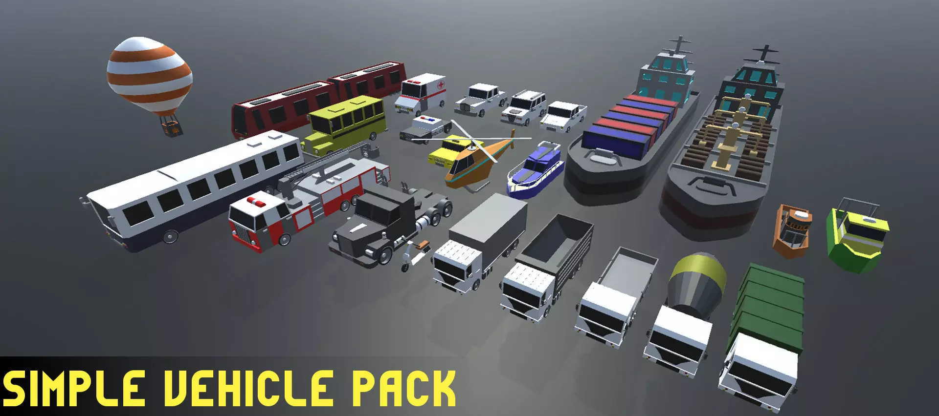 Simple Vehicle Example 3D model Simple Vehicle Pack VR / AR / low-poly | CGTrader