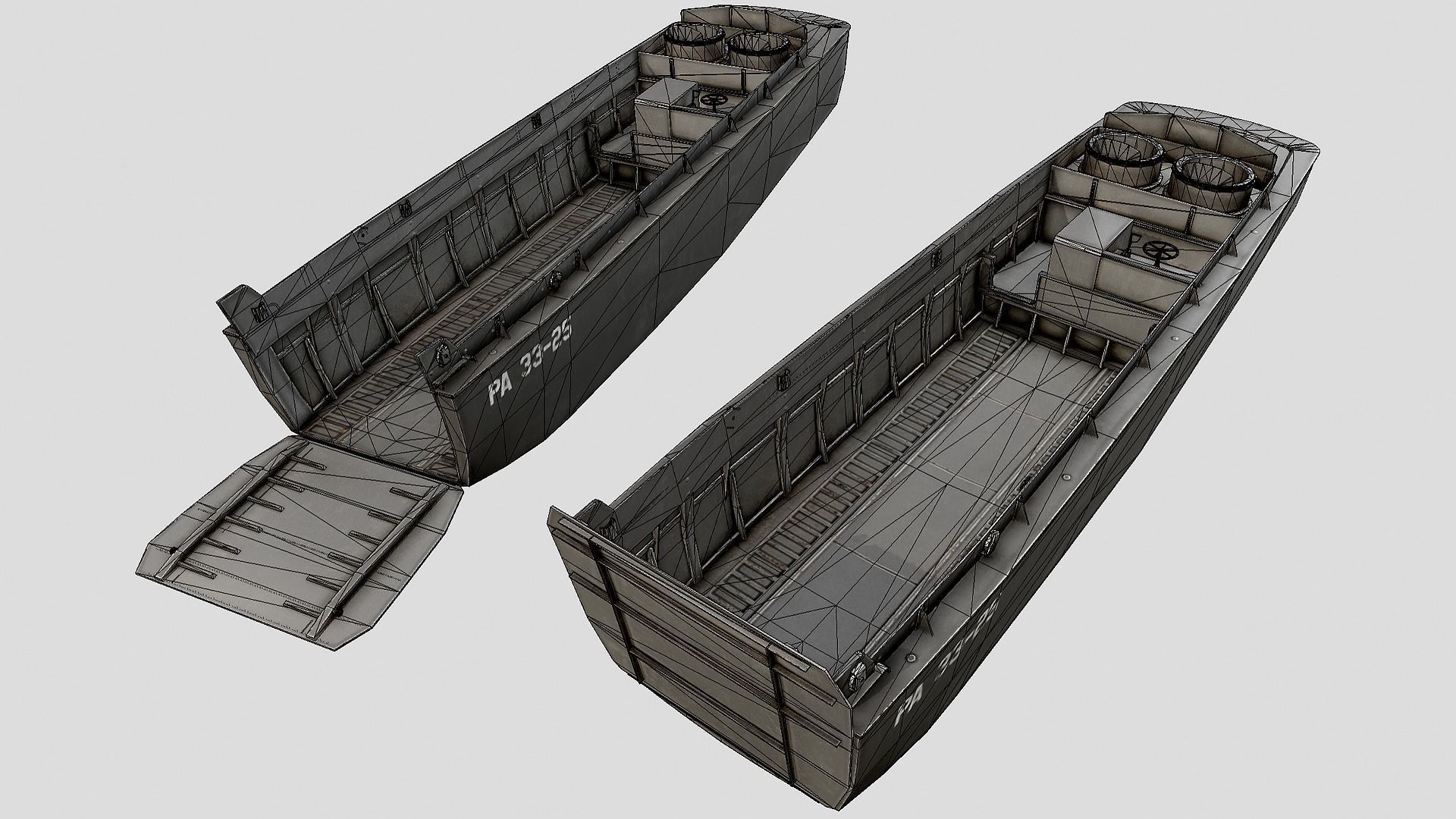 LCVP Landing Craft PBR Low-poly 3D model_6