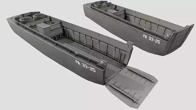 LCVP Landing Craft PBR Low-poly 3D model