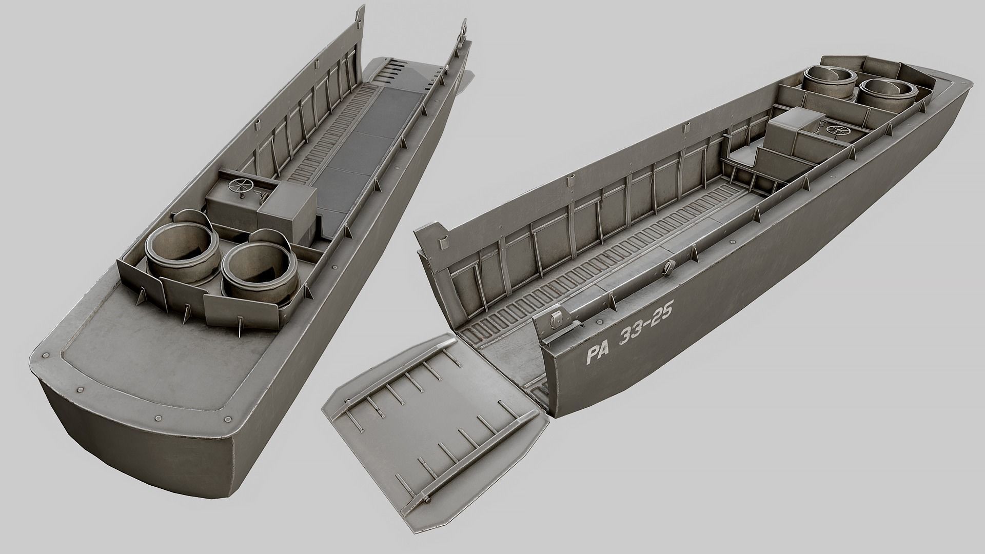 LCVP Landing Craft PBR Low-poly 3D model_2
