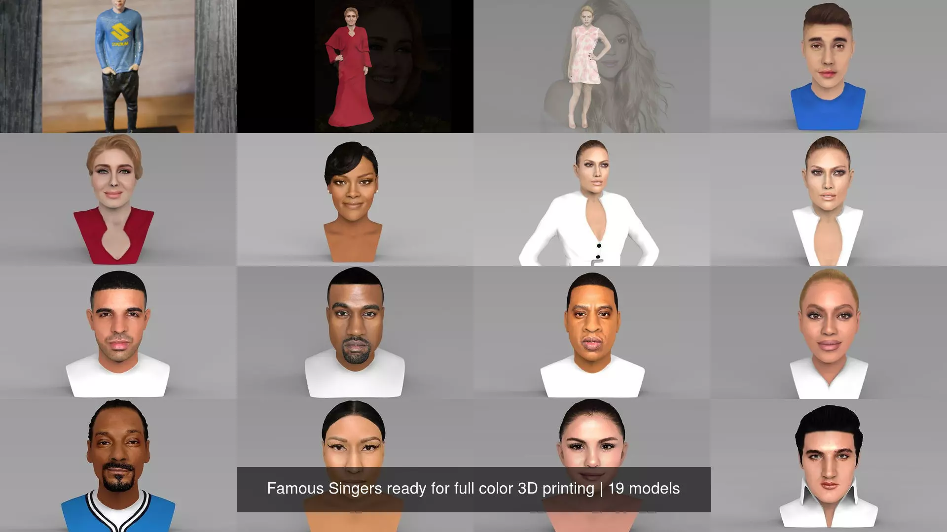 Famous Singers ready for full color 3D printing 3D Model Collection_1