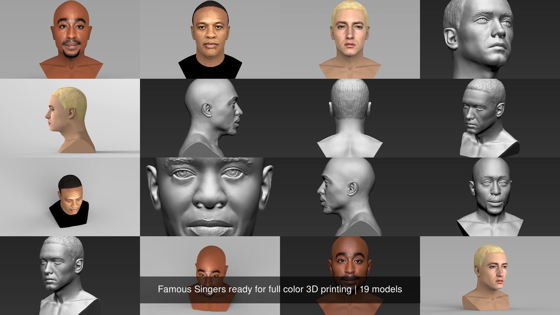 Famous Singers ready for full color 3D printing 3D Model Collection_3
