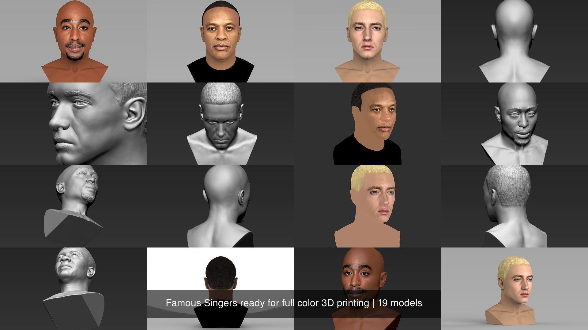 Famous Singers ready for full color 3D printing 3D Model Collection_2
