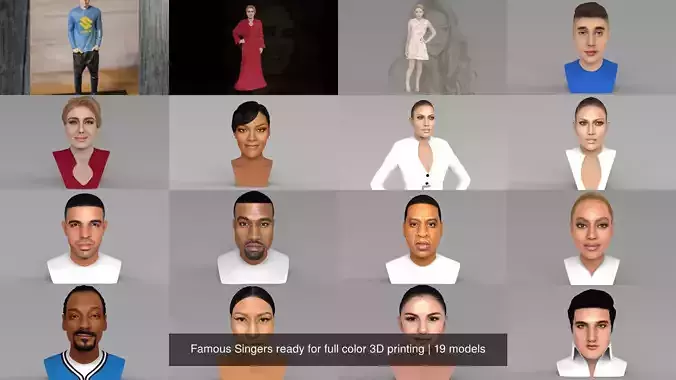 Famous Singers ready for full color 3D printing 3D Model Collection