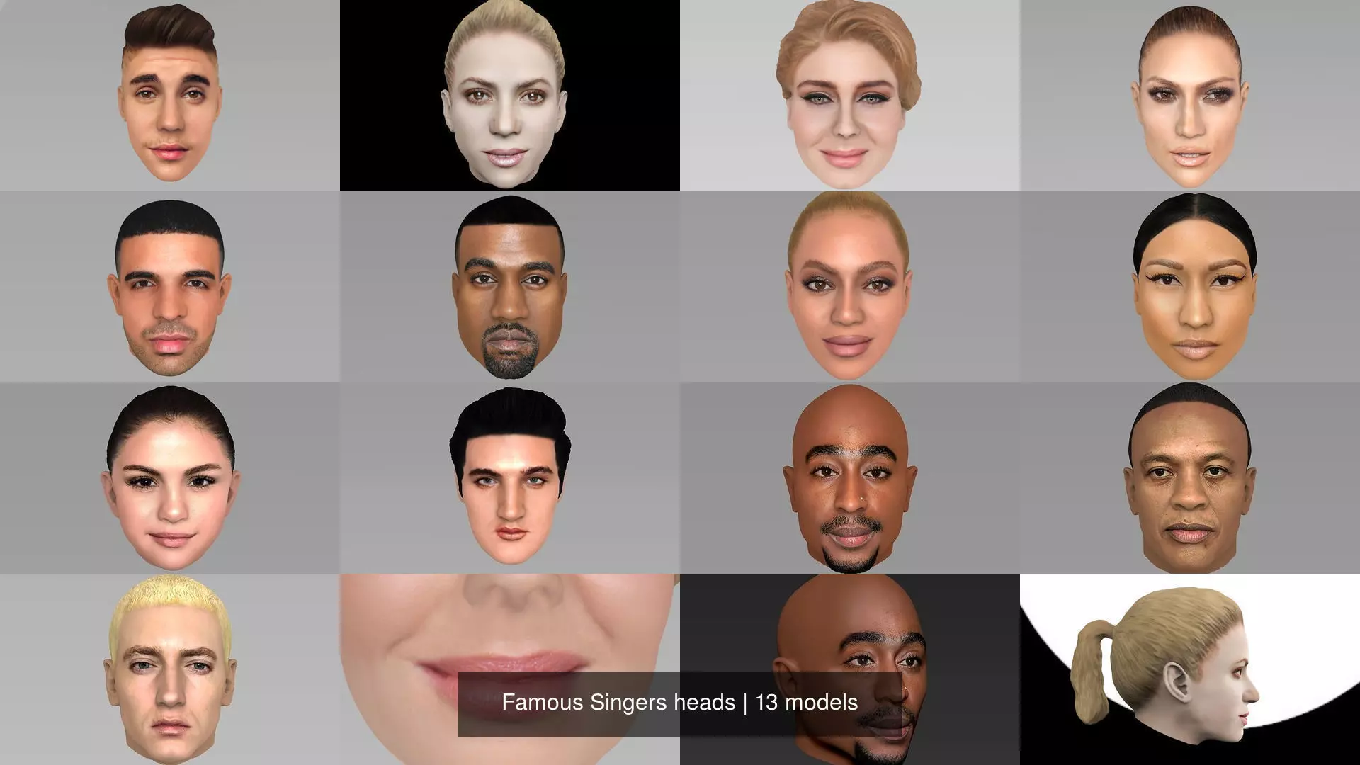 Famous Singers heads 3D Model Collection_0