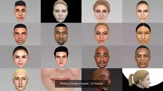 Famous Singers heads 3D Model Collection