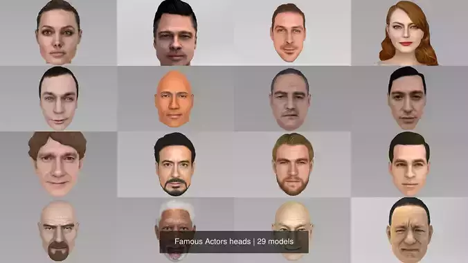 Famous Actors heads 3D Model Collection