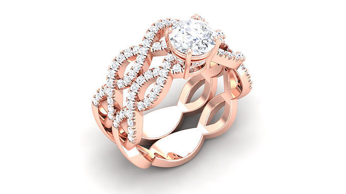 Ring 3dm stl render detail 3D print model sapphire and diamond 3D print model