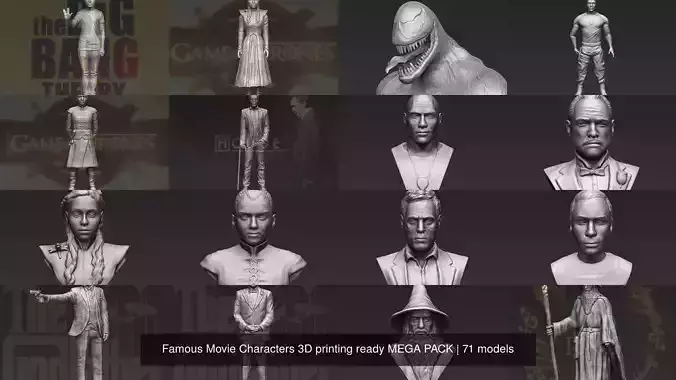 Famous Movie Characters 3D printing ready MEGA PACK 3D Model Collection