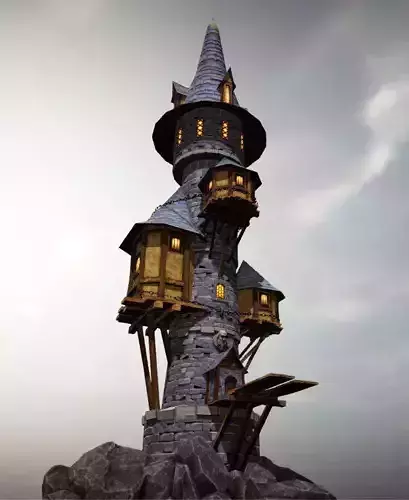 Wizard Tower Low-poly 3D model