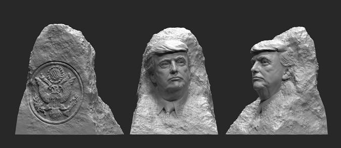 Trump in the rock 1 3D print model