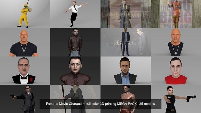 Famous Movie Characters full color 3D printing MEGA PACK 3D Model Collection