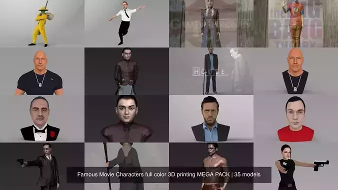 Famous Movie Characters full color 3D printing MEGA PACK 3D Model Collection