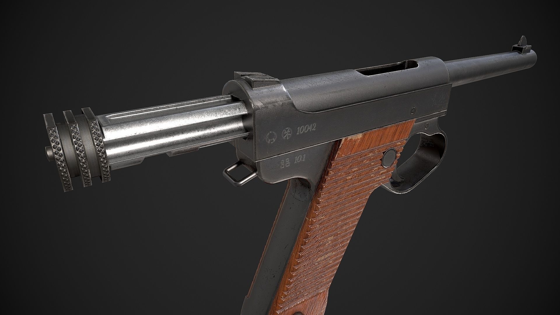Type 14 Pistol Low-poly 3D model_8