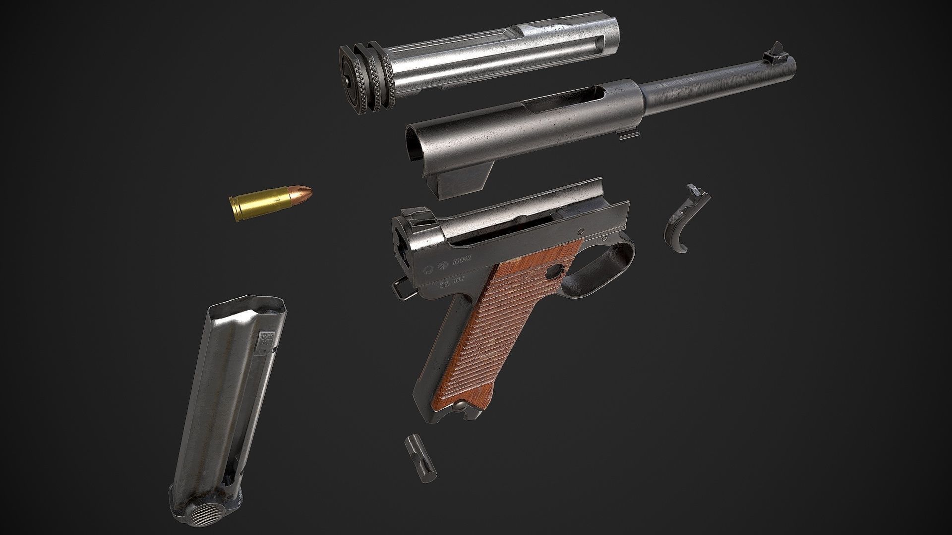 Type 14 Pistol Low-poly 3D model_15