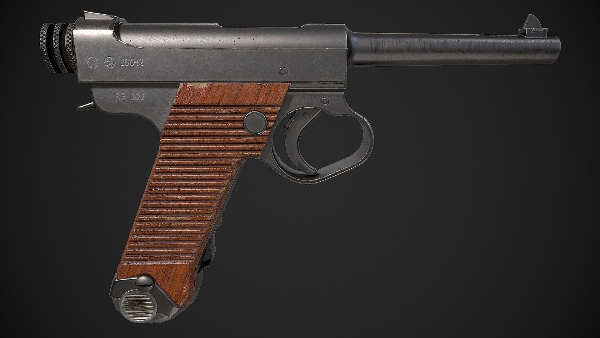 Type 14 Pistol Low-poly 3D model_3