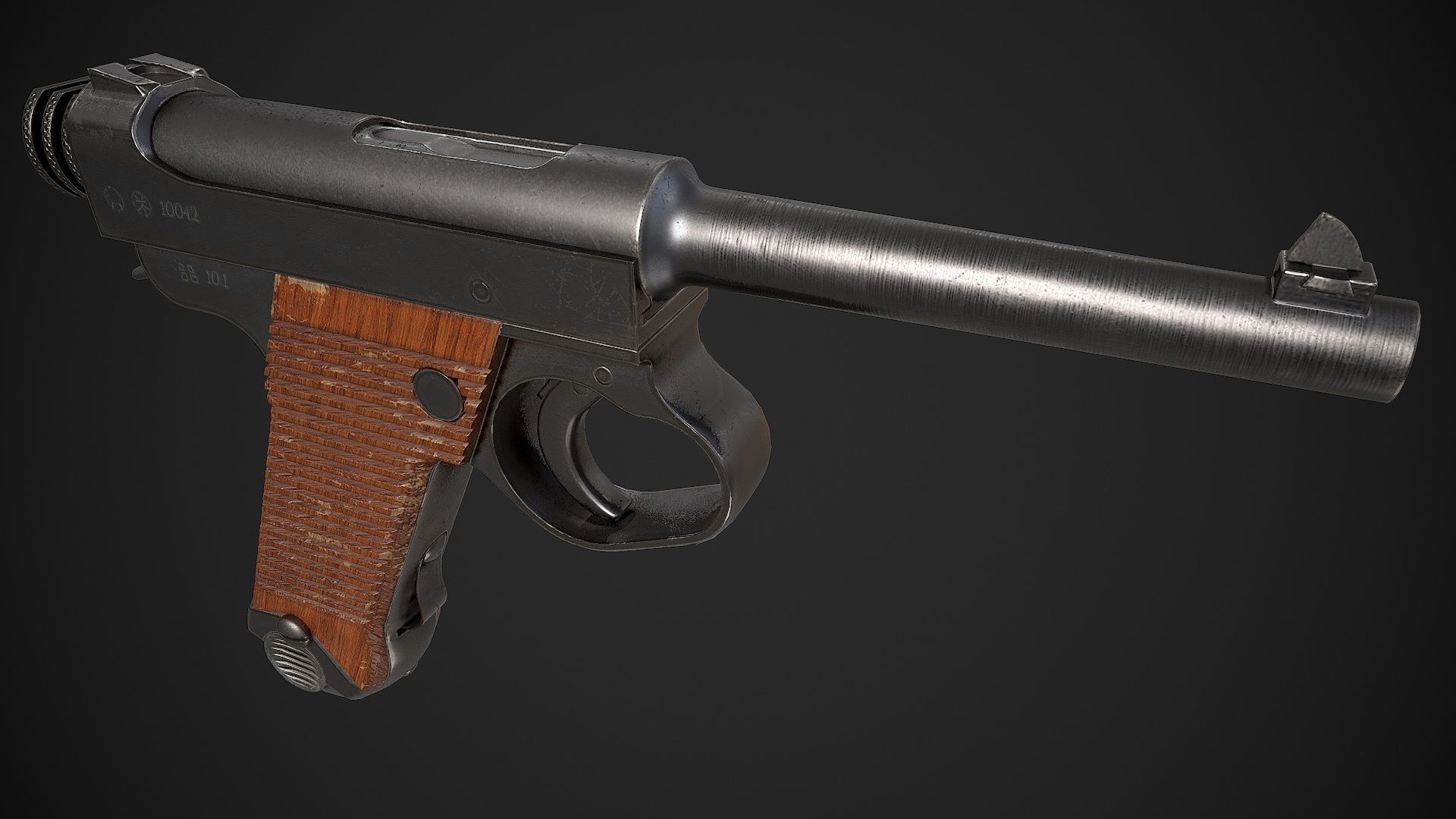 Type 14 Pistol Low-poly 3D model_6