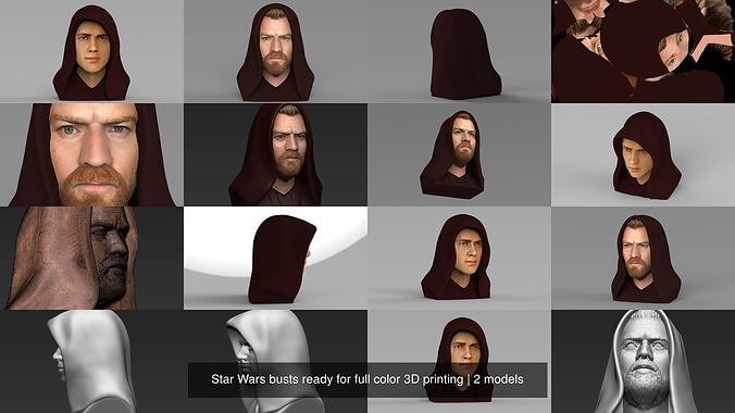 Star Wars busts ready for full color 3D printing 3D Model Collection