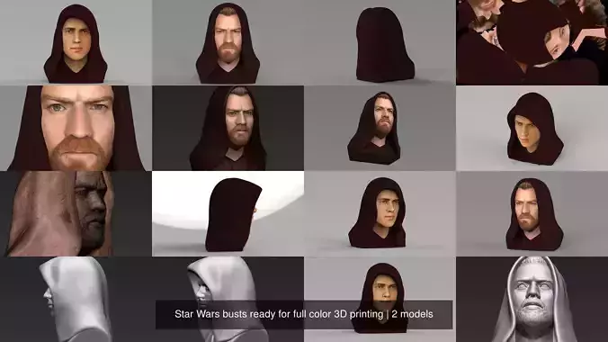Star Wars busts ready for full color 3D printing 3D Model Collection