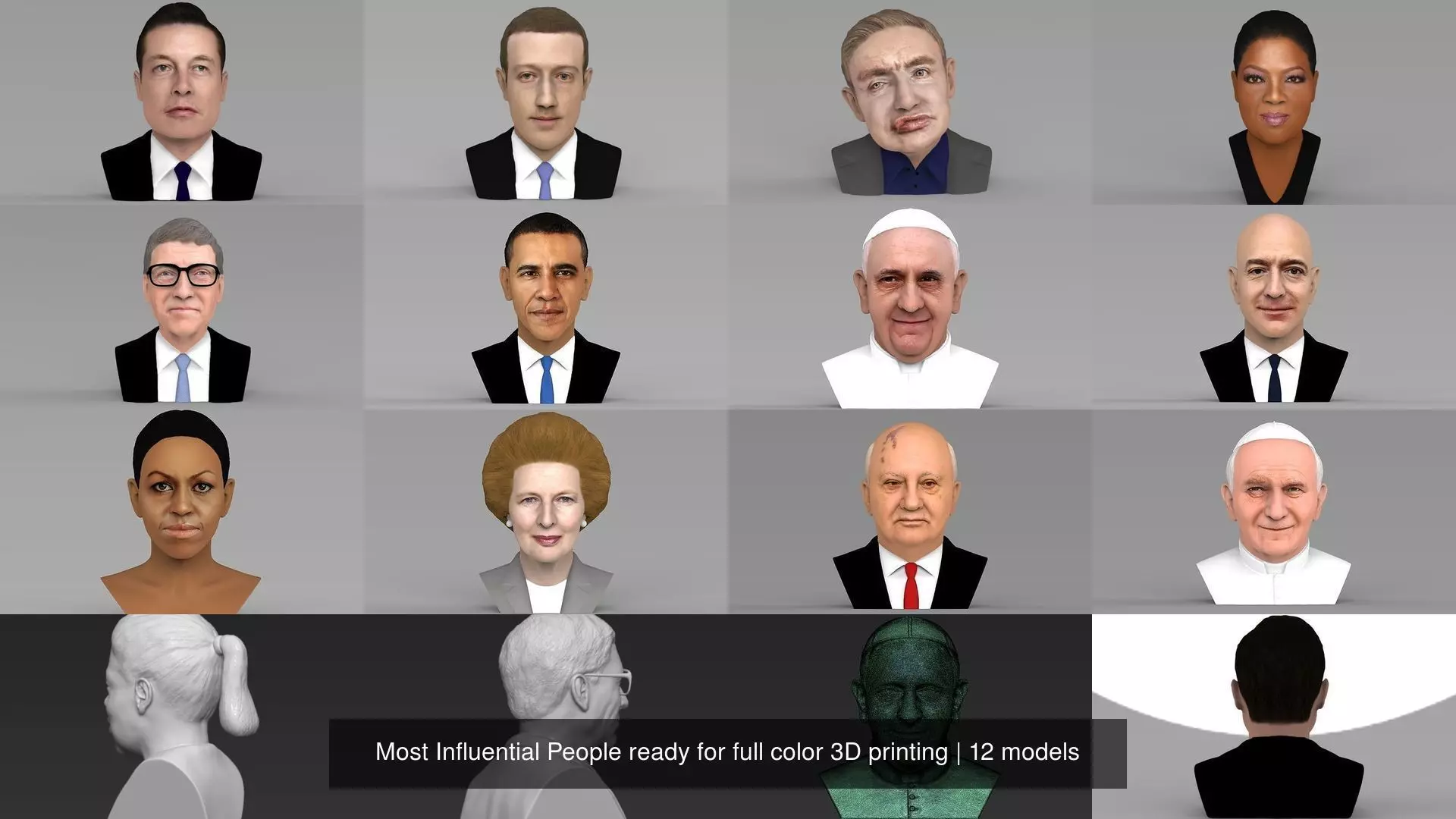 Most Influential People ready for full color 3D printing 3D Model Collection_1