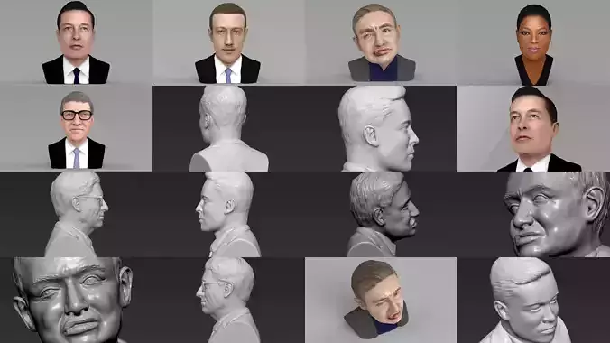 Most Influential People ready for full color 3D printing 3D Model Collection