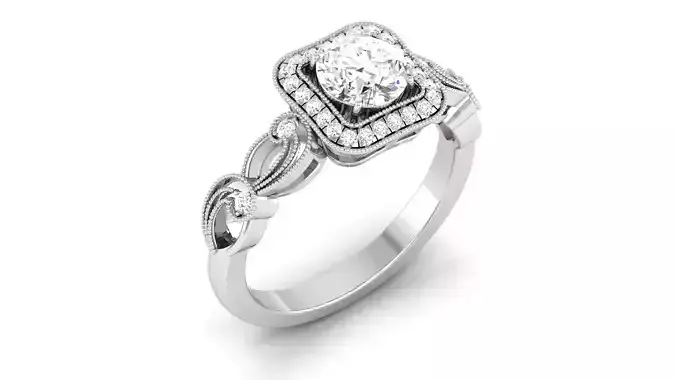 Solitaire ring 3dm stl render detail 3D print model