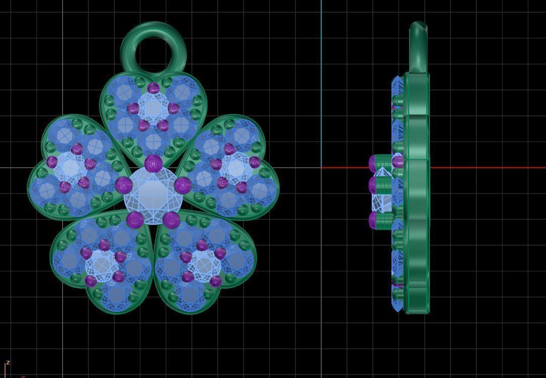 Cloverleaf Charm Pendant 3D print model_6