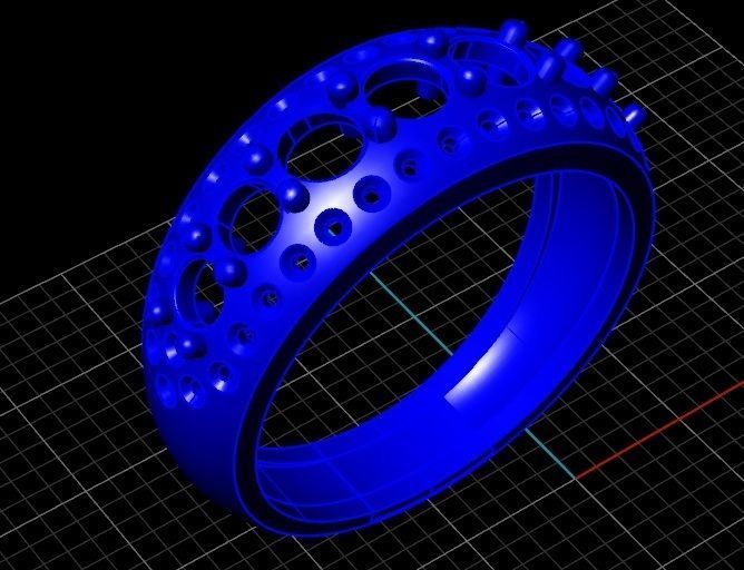 Ring with reverse gems 3D print model_4