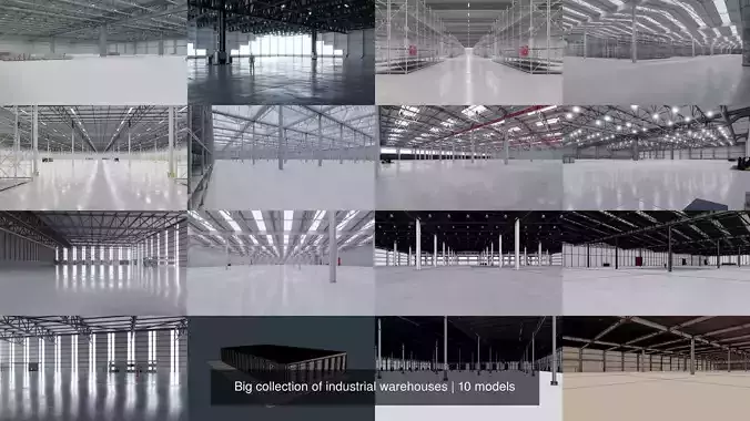 Big collection of industrial warehouses 