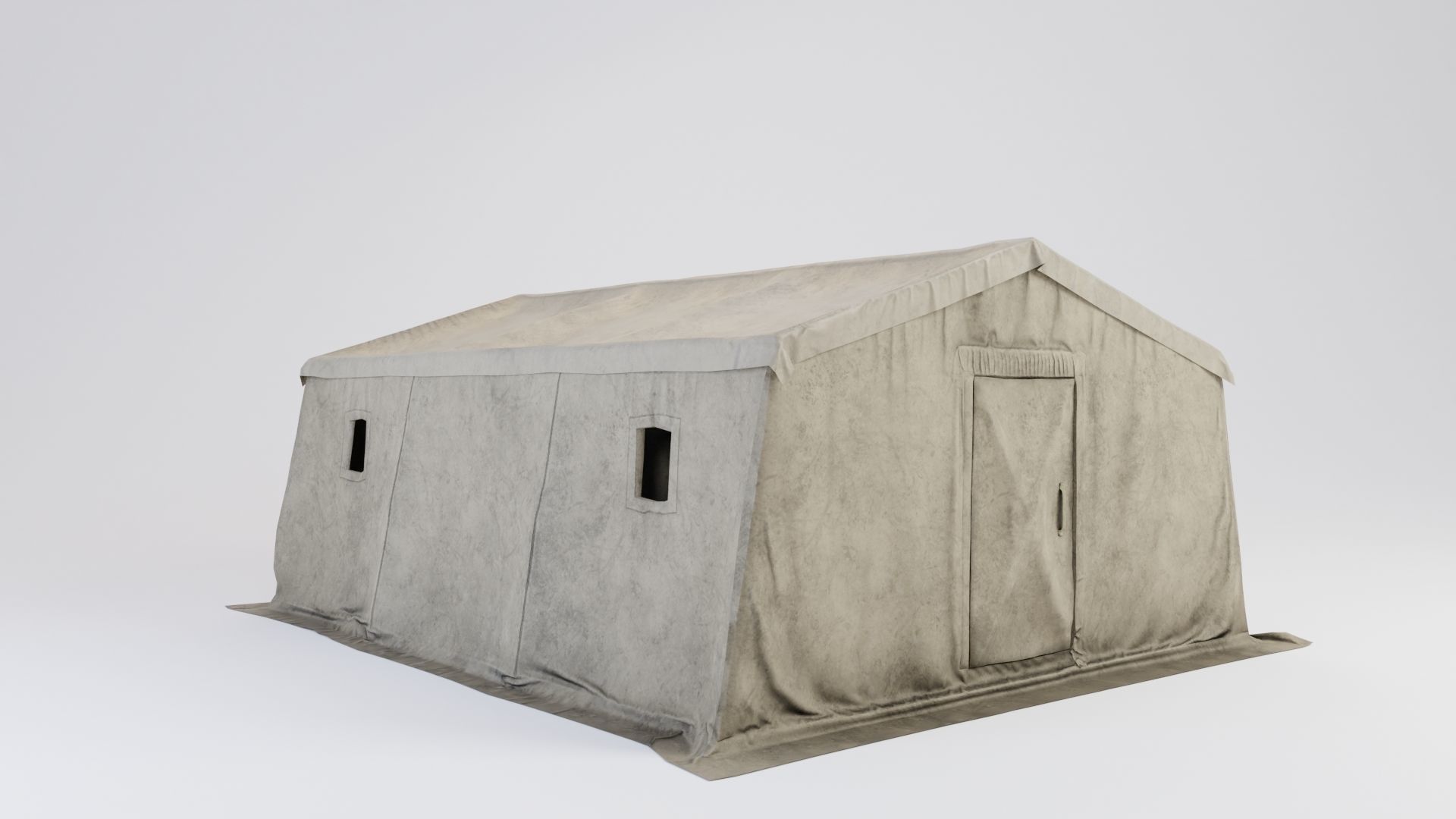 Army tent 3 color options Low-poly 3D model_2