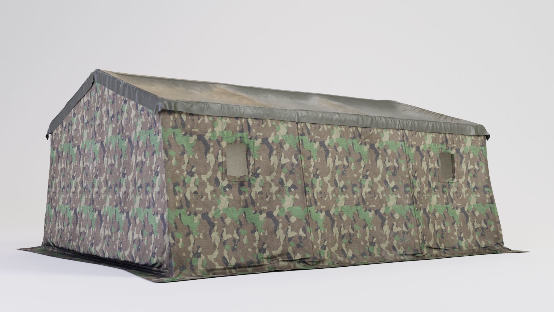 Army tent 3 color options Low-poly 3D model_11