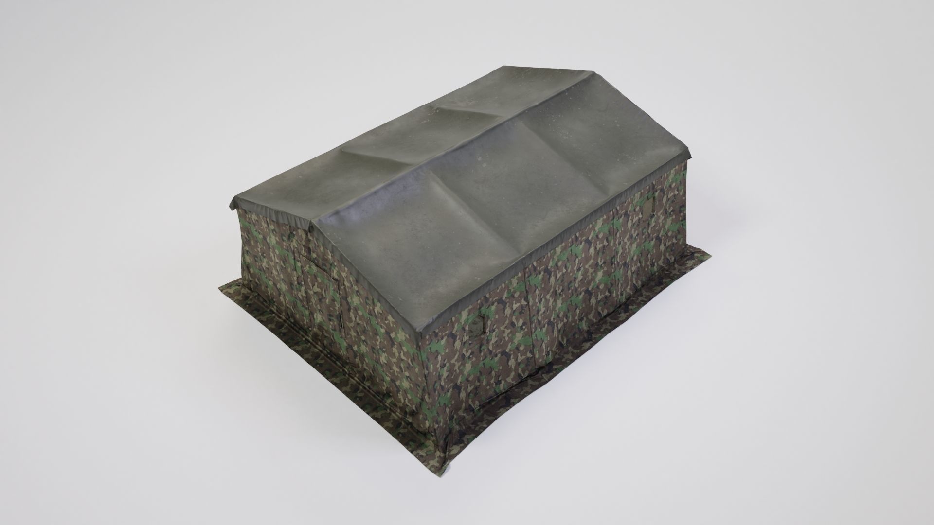 Army tent 3 color options Low-poly 3D model_8