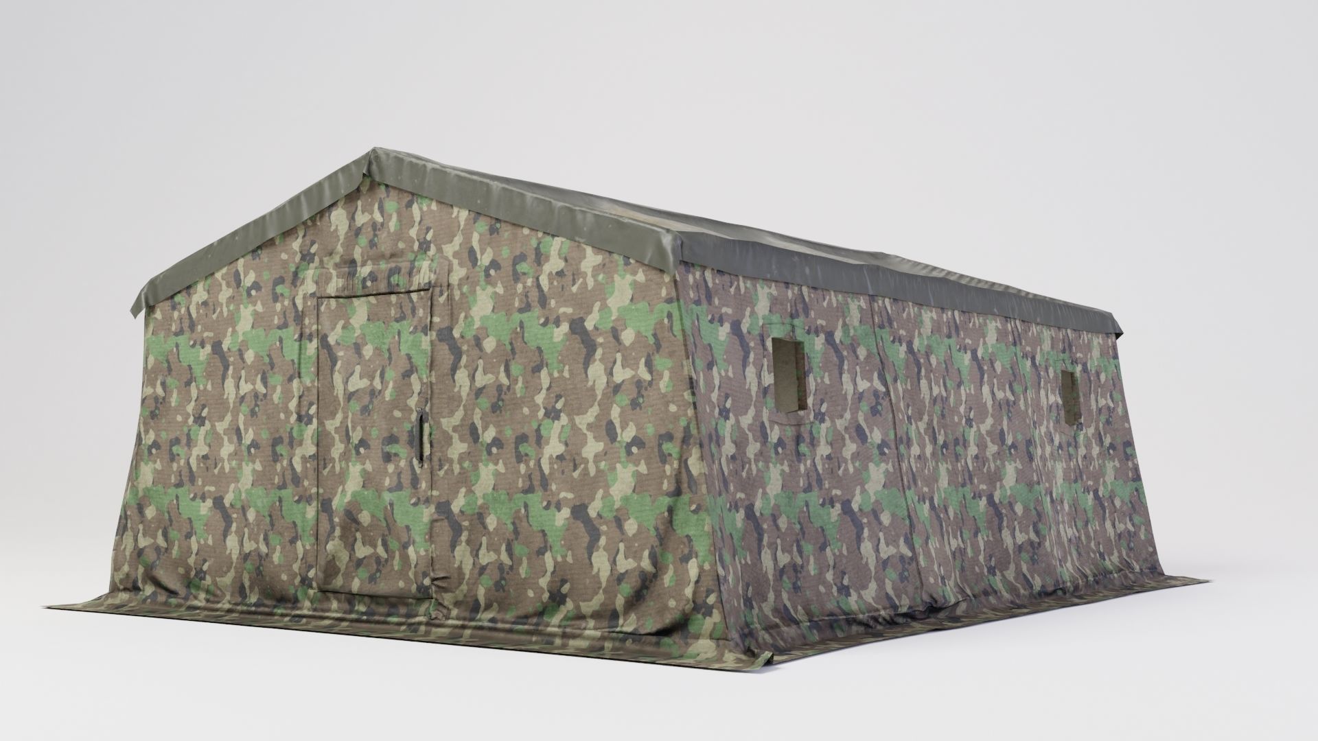 Army tent 3 color options Low-poly 3D model_7