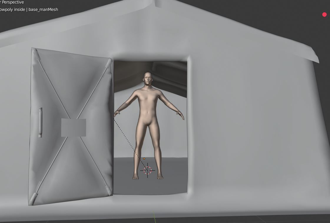 Army tent 3 color options Low-poly 3D model_15