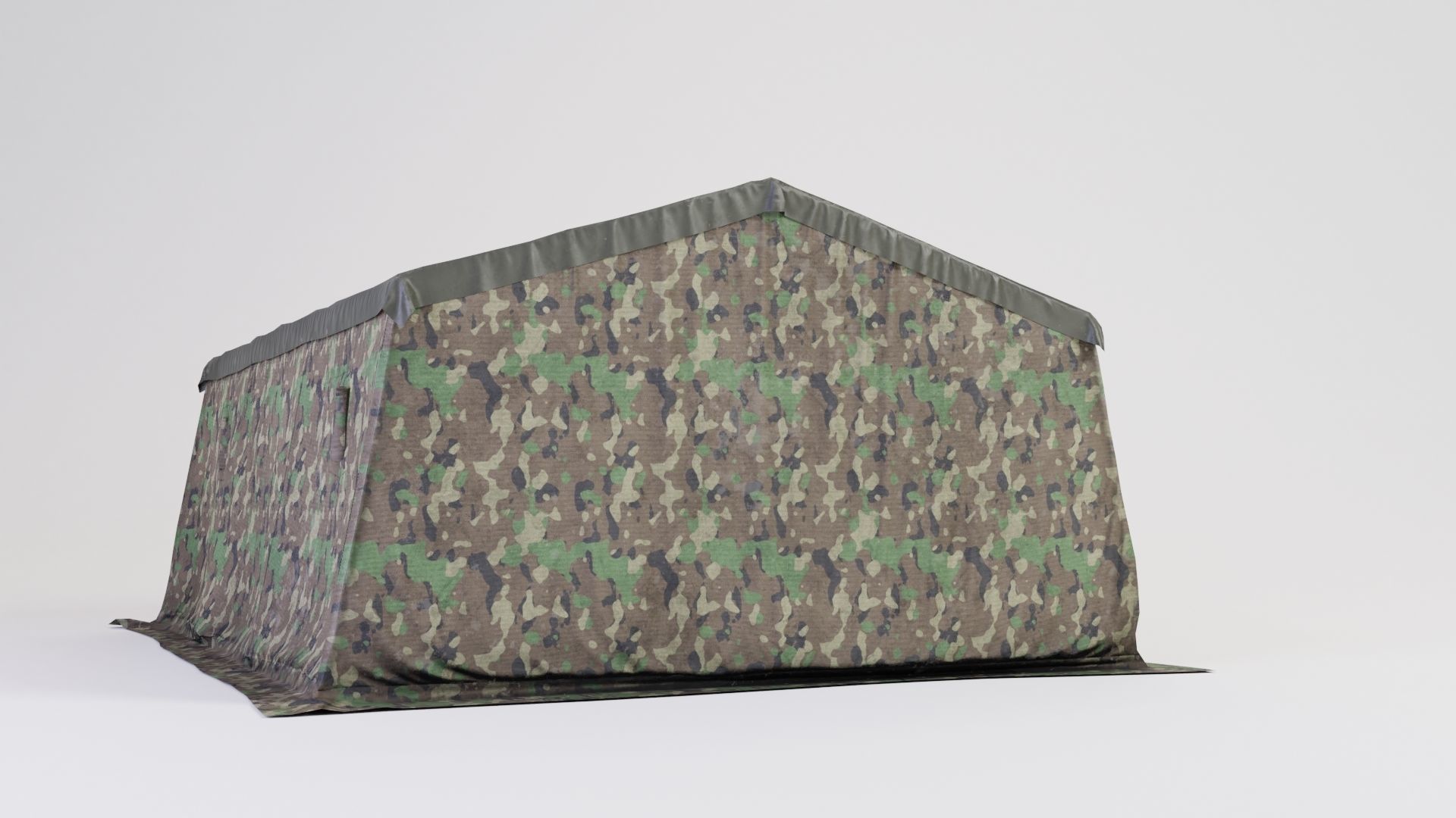 Army tent 3 color options Low-poly 3D model_12