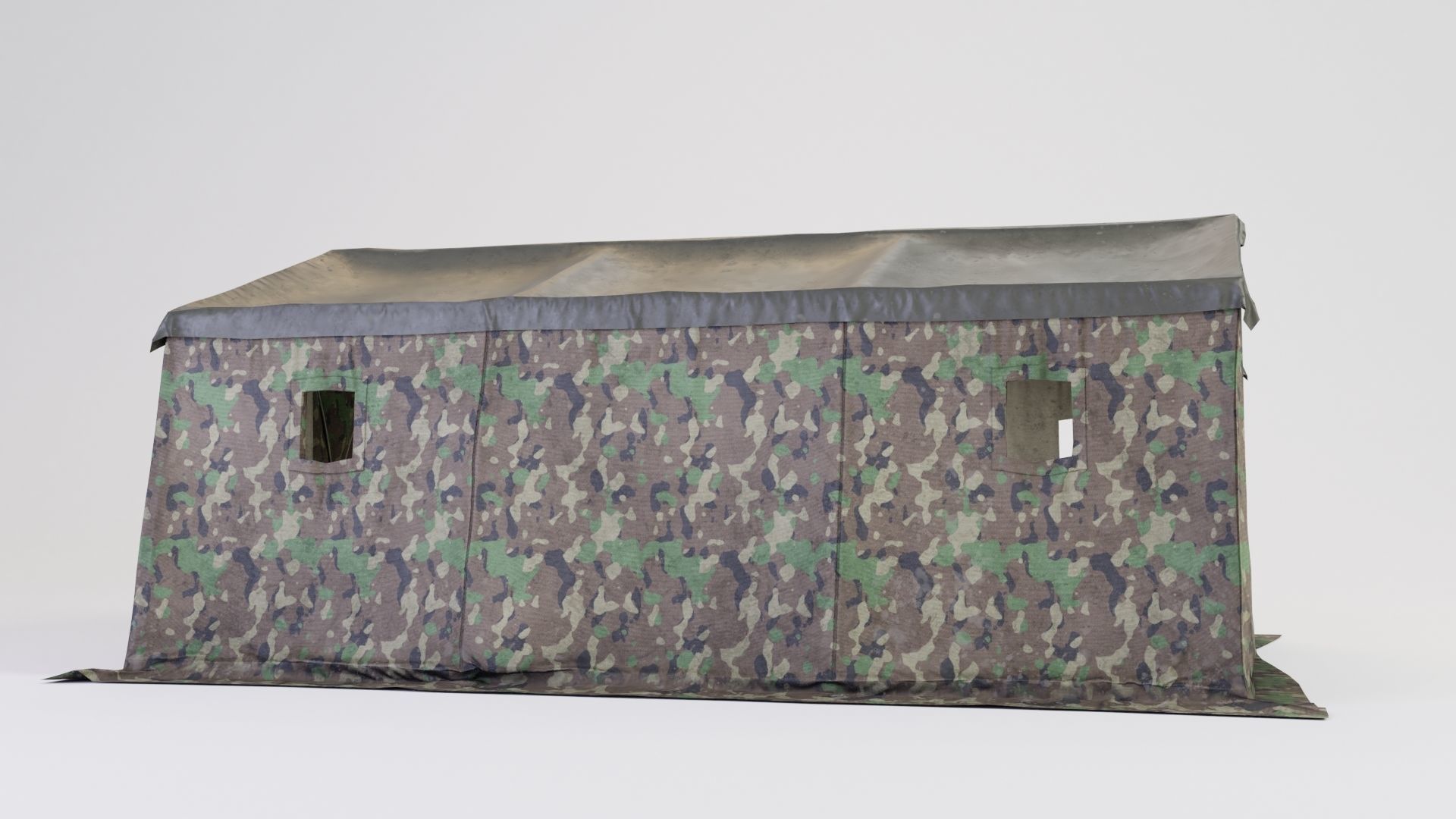 Army tent 3 color options Low-poly 3D model_13