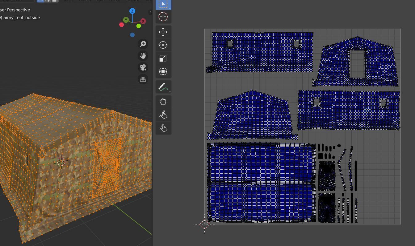 Army tent 3 color options Low-poly 3D model_18