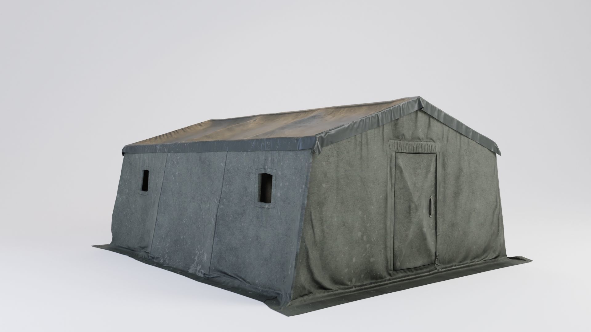 Army tent 3 color options Low-poly 3D model_1